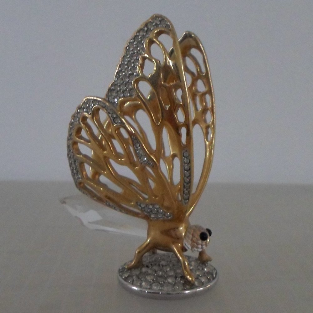 Crystal Butterfly with Rhinestones & Gold Wings